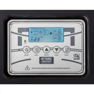 Abatement Technologies AQUATRAP 150C LGR Wi-Fi Dehumidifier menu screen view