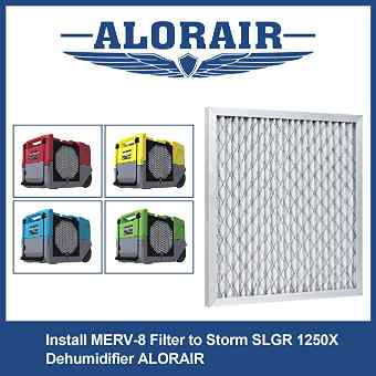 AlorAir Replacement Merv-8 Filter for Storm SLGR 1250 XLGR Dehumidifier with Wi-Fi 264 PPD showing compatible dehumidifiers