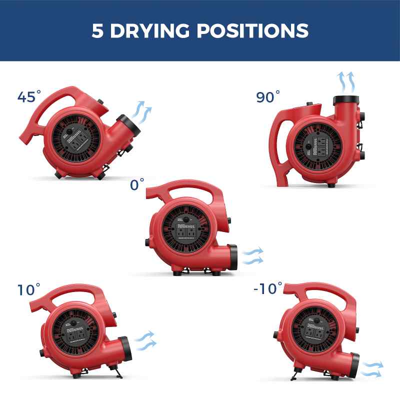 AlorAir 600 CFM Air Mover Blower Fan 5 drying positions