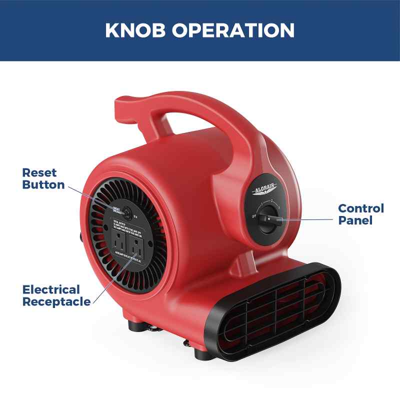 AlorAir 600 CFM Air Mover Blower Fan knob operation