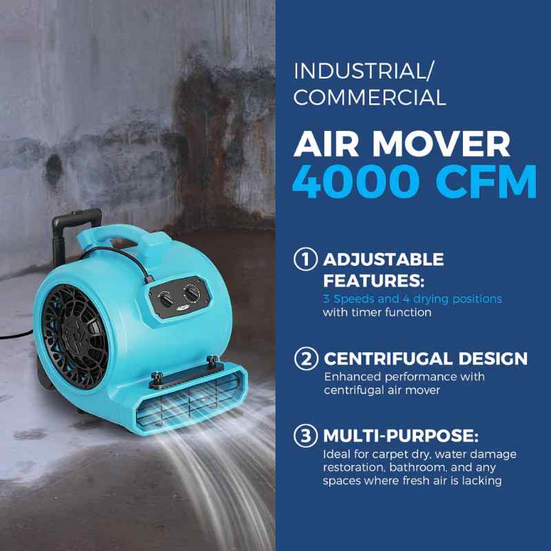 Alorair Water Damage Restoration Package 1 x Storm LGR Extreme WIFI Dehumidifier 4 x GE4000HTC Air Movers air mover spec