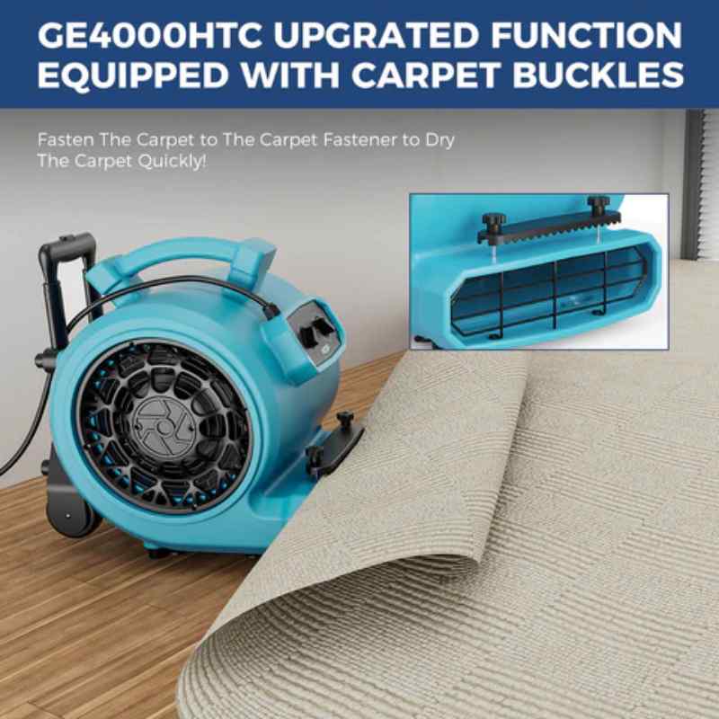 Alorair Water Damage Restoration Package 1 x Storm LGR Extreme WIFI Dehumidifier 4 x GE4000HTC Air Movers air mover with carpet buckles