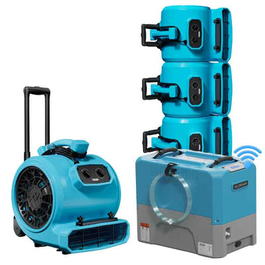 Alorair Water Damage Restoration Package 1 x Storm LGR Extreme WIFI Dehumidifier 4 x GE4000HTC Air Movers group main view