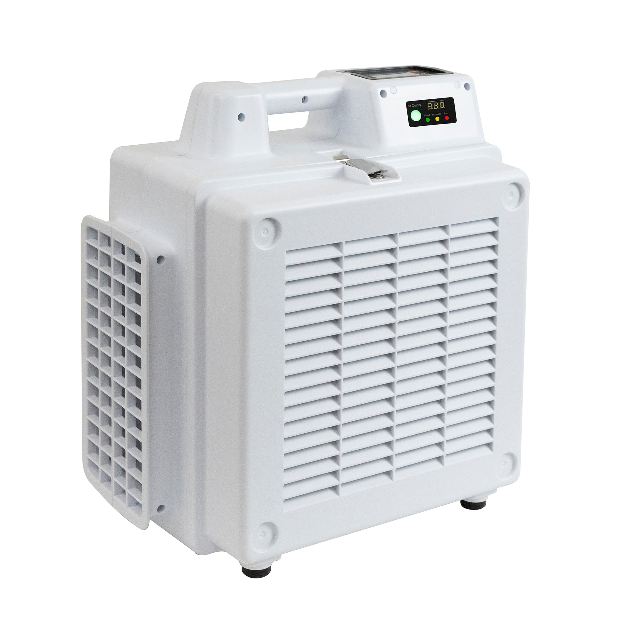 main view of a white XPOWER X-2800 Professional 3-Stage HEPA Air Scrubber - 550 CFM