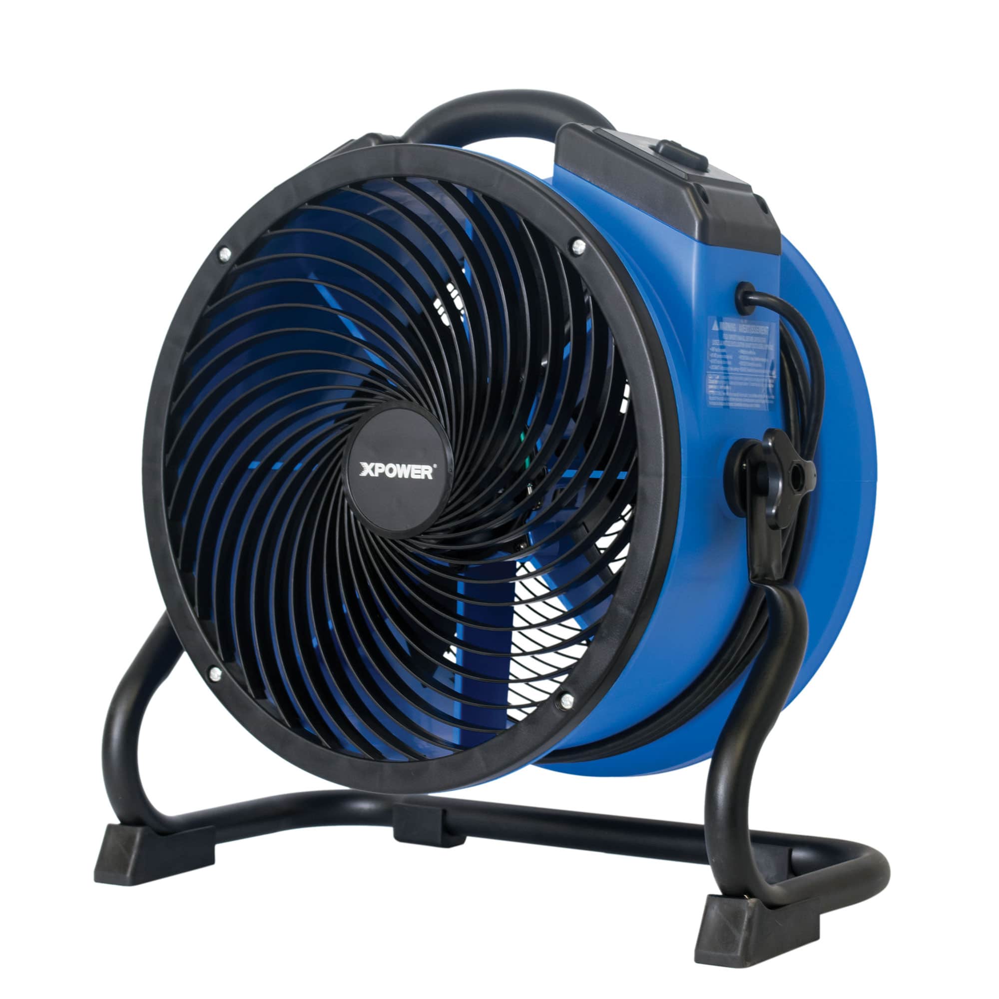 front angle view of xpower fc 300 in blue