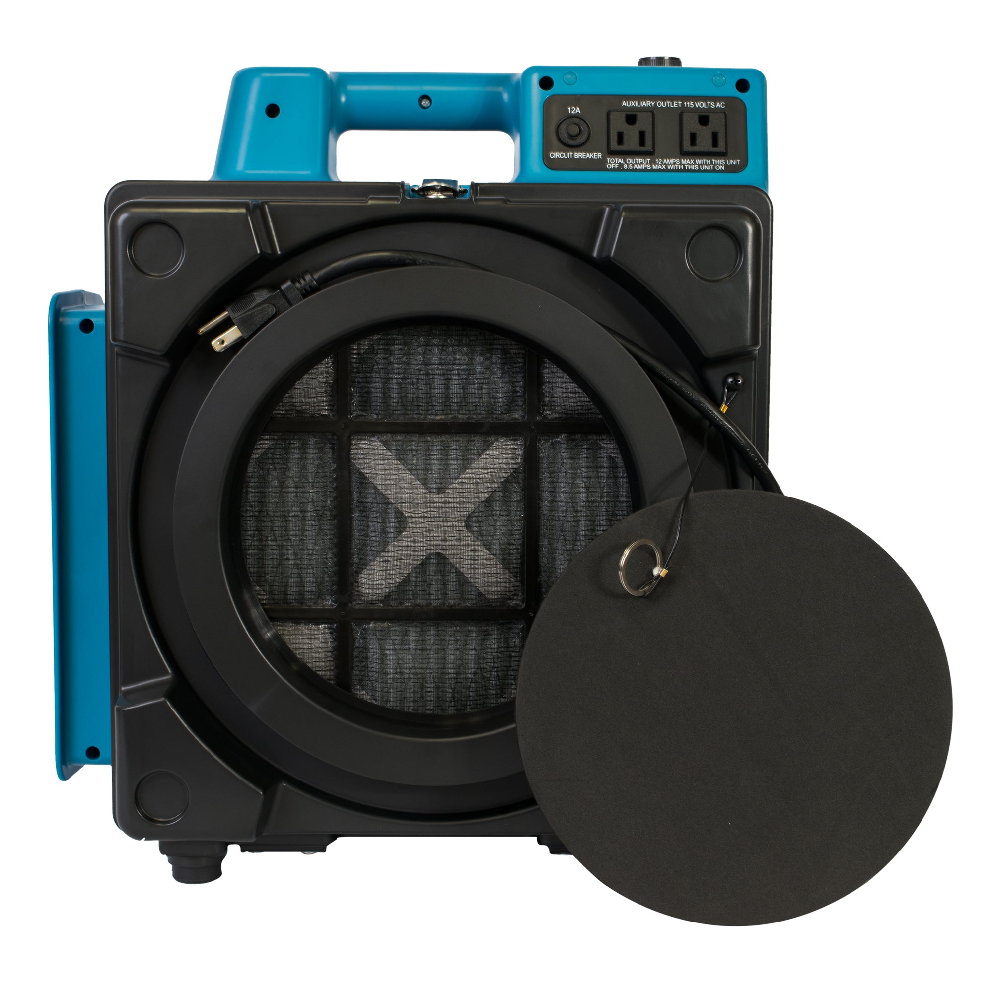 XPOWER X-2480A Professional 3-Stage HEPA Mini Air Scrubber in blue vent view