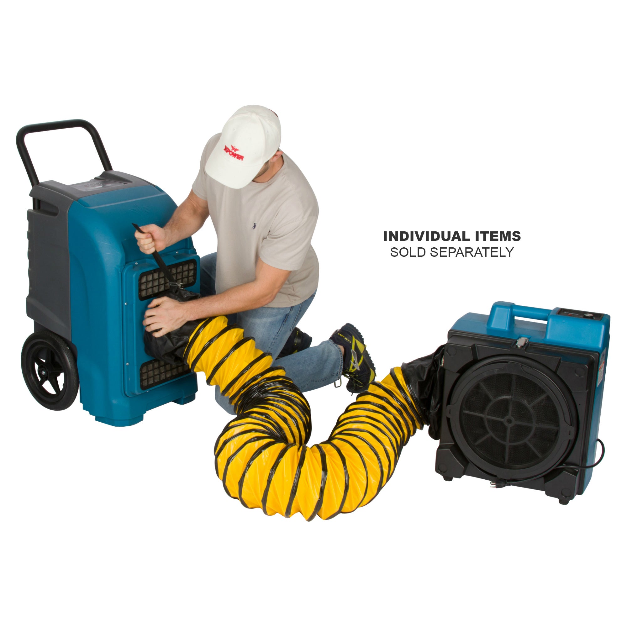 xpower xd-125 commercial dehumidifier showing application being used together with air scrubber
