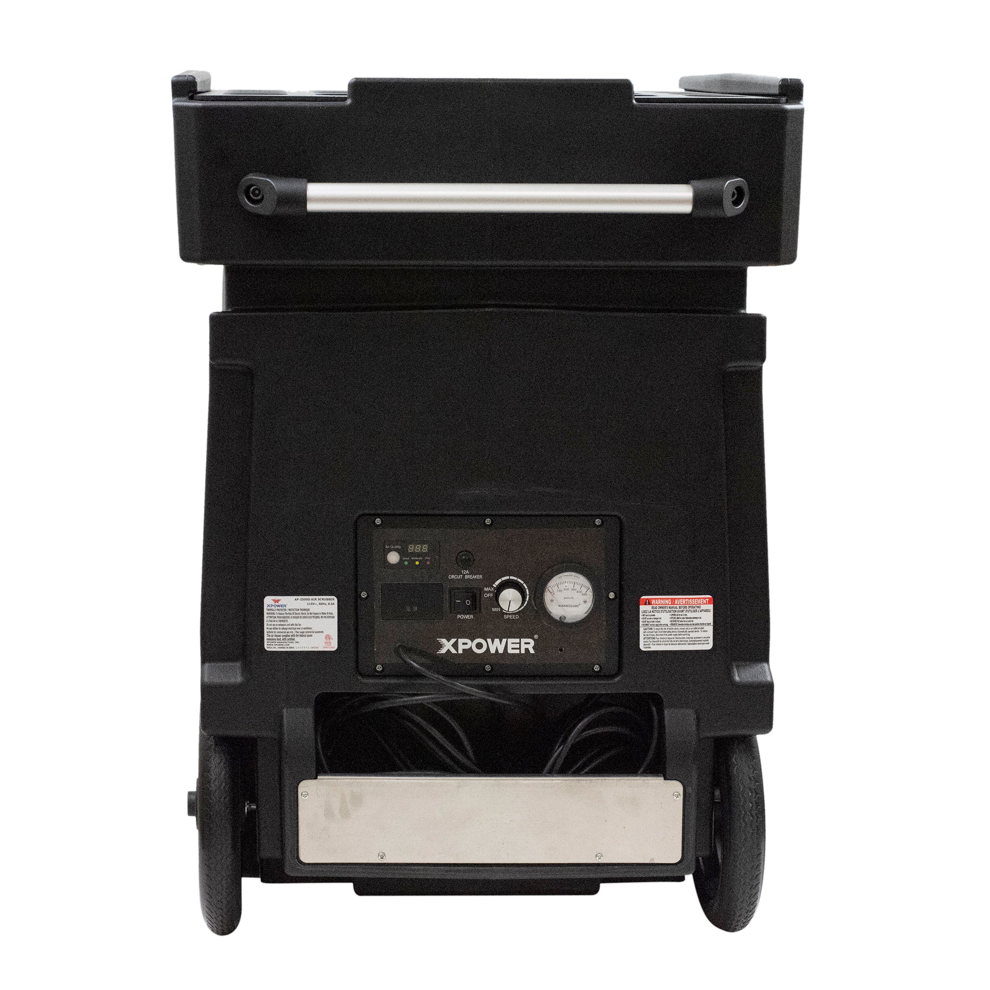 back view of XPOWER AP-2500D Commercial HEPA Filtration Air Scrubber - 1800CFM