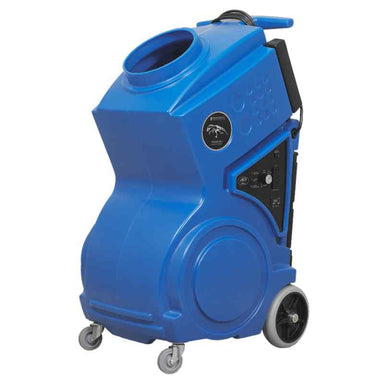 pred1200 portable air scrubber main view showing blue machine and control panel side