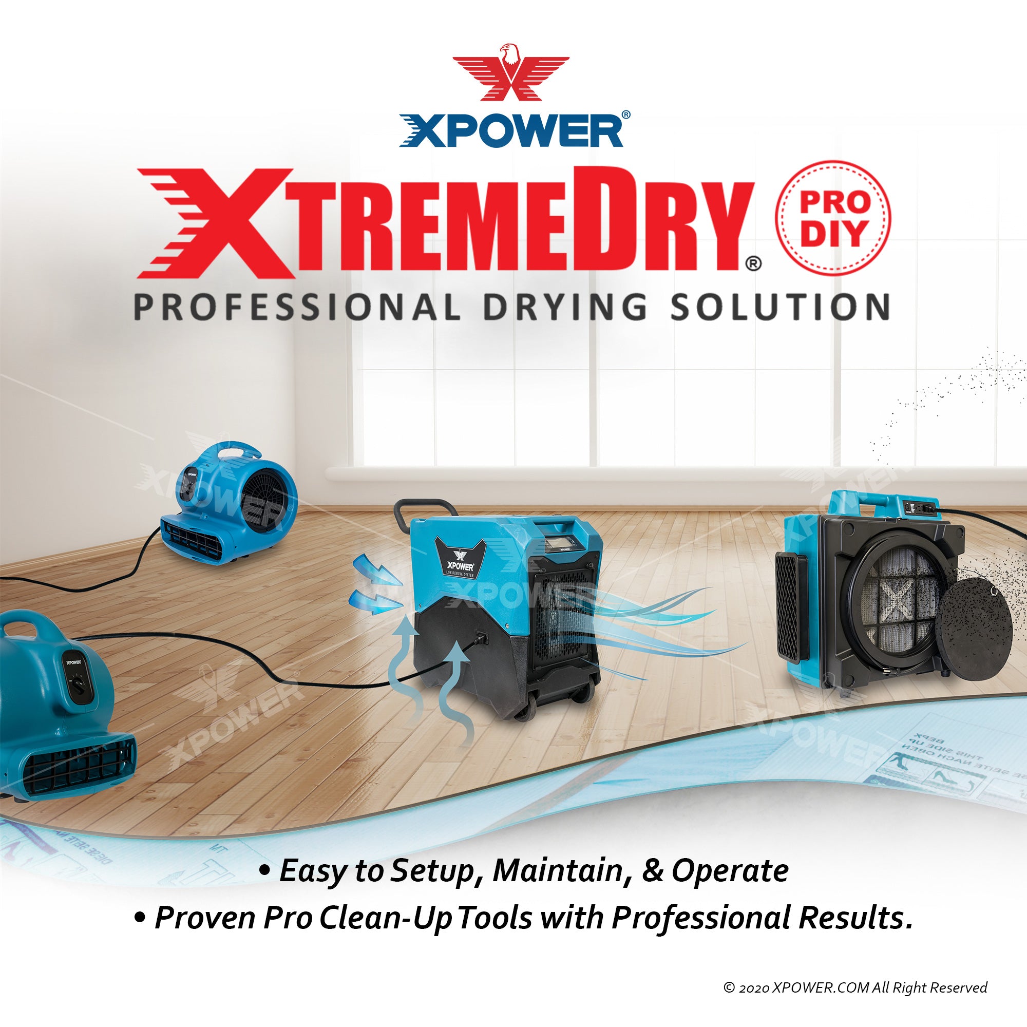 easy set up explanation of XTREMEDRY® Mojave Complete DIY Pro-Drying System for Water & Flood Damage Restoration
