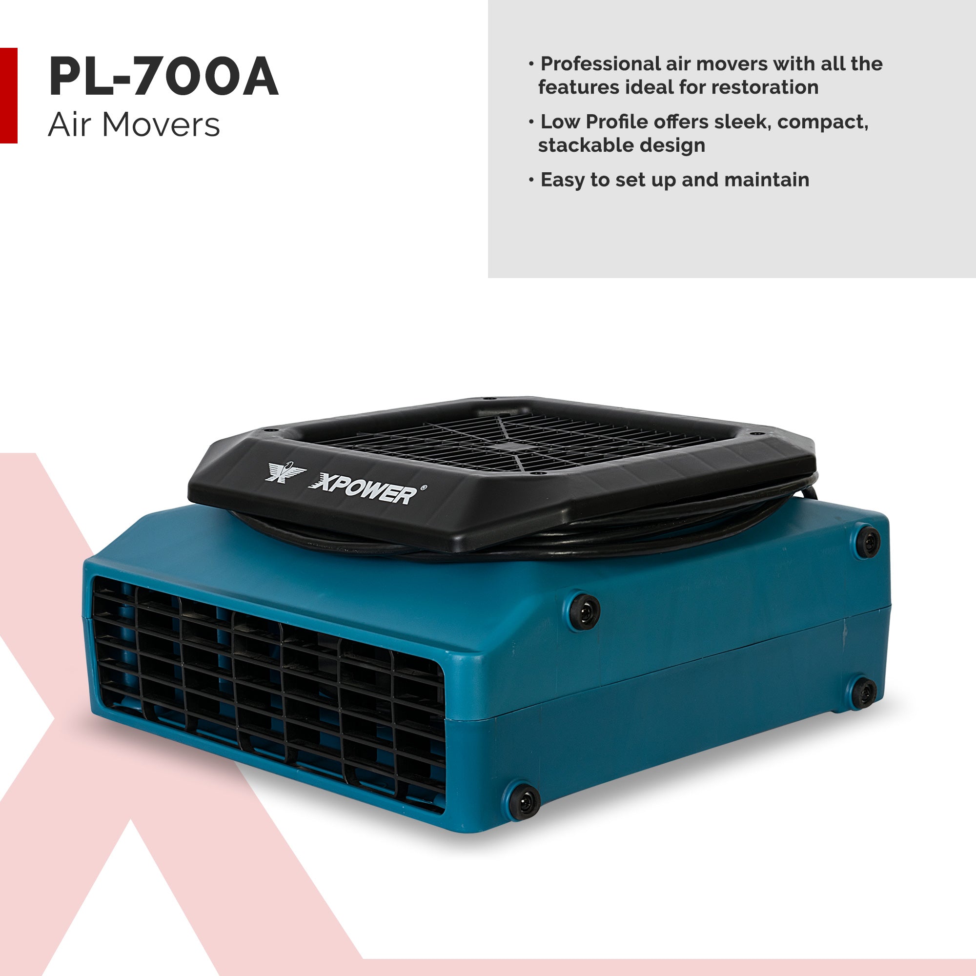 main view of air mover in XTREMEDRY® Mojave Complete DIY Pro-Drying System for Water & Flood Damage Restoration