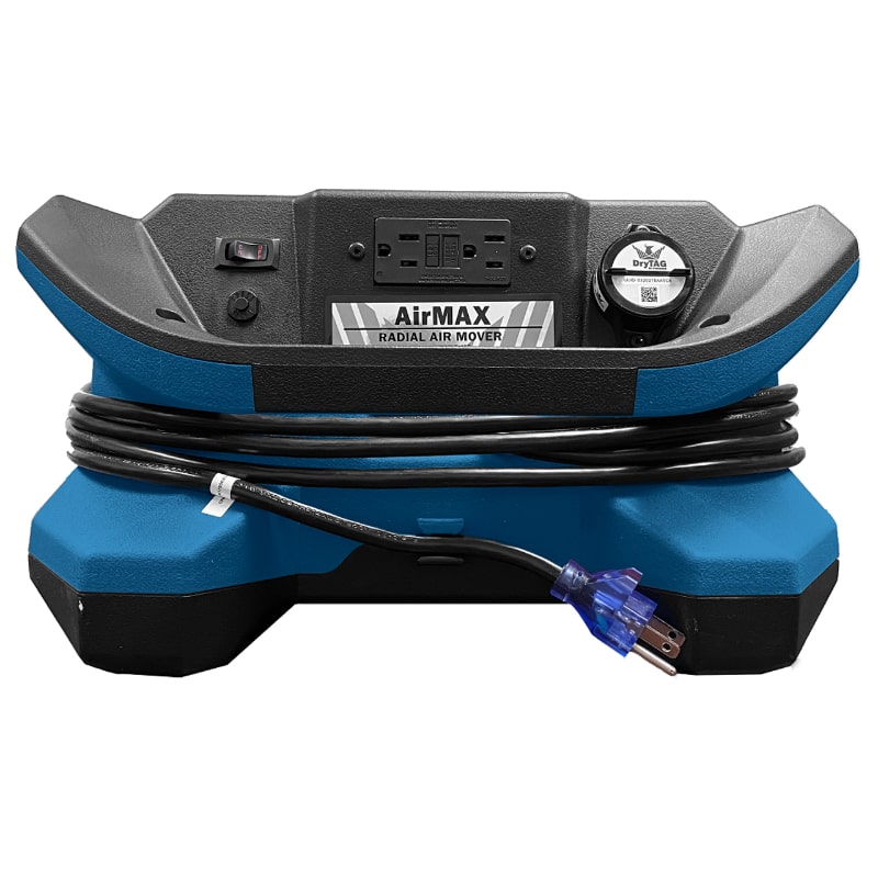 main view of Phoenix AirMAX BLE Bluetooth Enabled Low Profile Radial Air Mover in blue