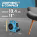 PURAERO - Mini Air Mover Carpet Dryer and Blower Fan 0.5 HP - 800 CFM LIGHTWEIGHT AND COMPACT