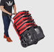view of Phoenix DryMAX XL Pro LGR Dehumidifier in red carrying air movers in dolly mode