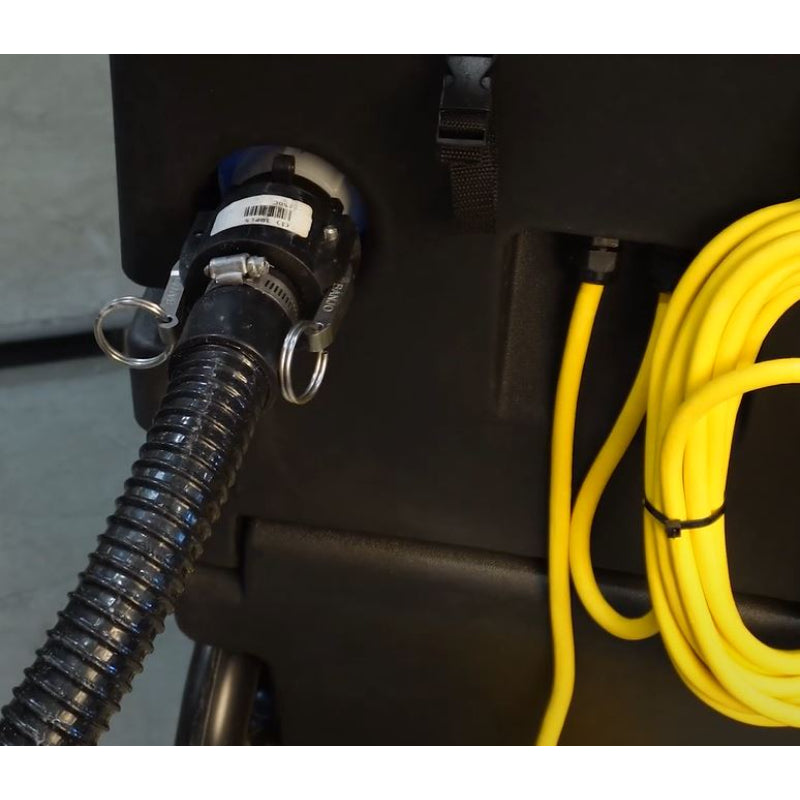 discharge hose connection view on the US PRODUCTS Kraken Flood Pumper Extractor - 25' Vacuum Hose & 50' Dump Hose Bundle