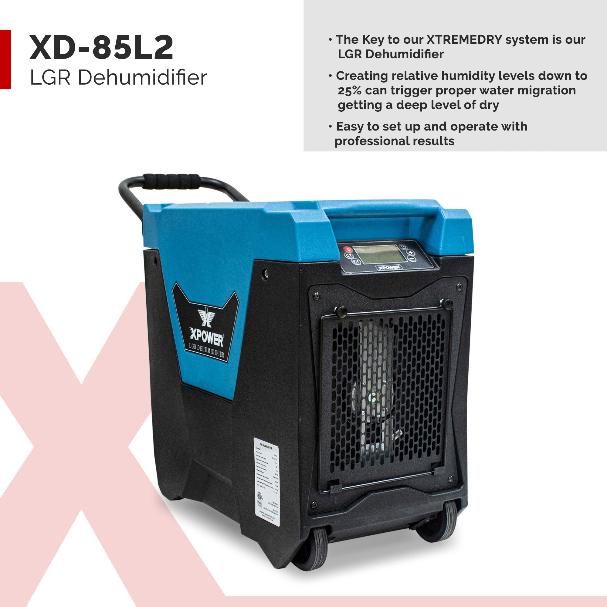 dehumidifier used in XTREMEDRY® Mojave Complete DIY Pro-Drying System for Water & Flood Damage Restoration