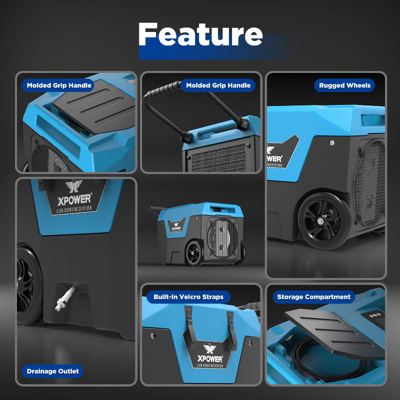 XPOWER XD-130Li Low Grain Refrigerant (LGR) Dehumidifier features
