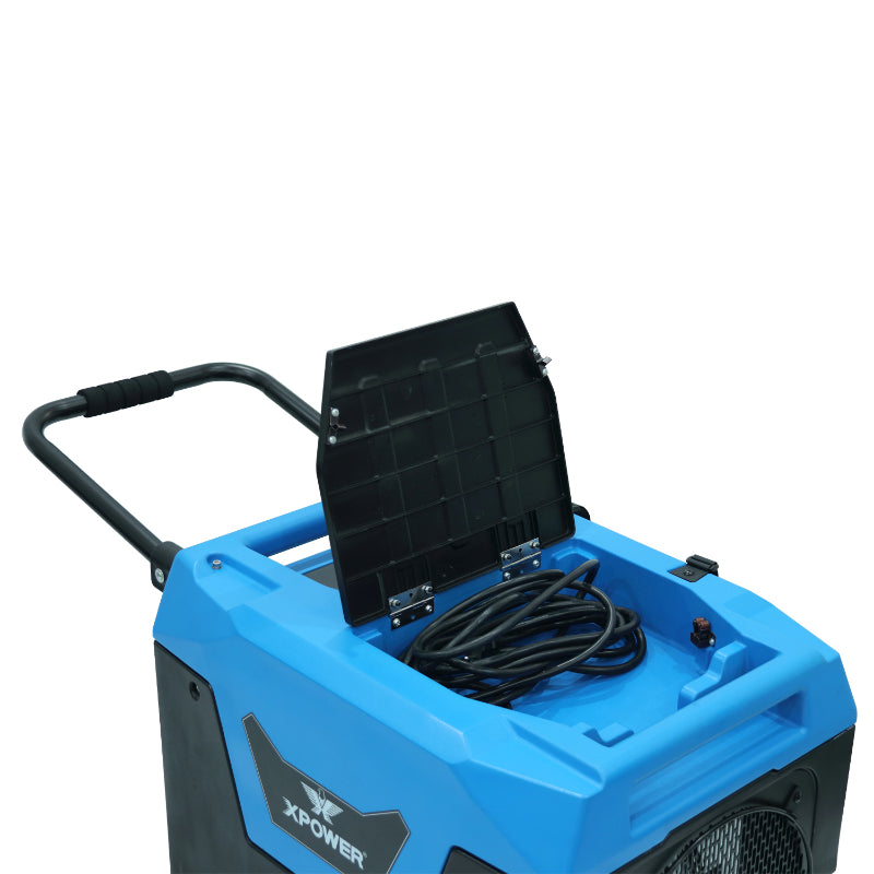 XPOWER XD-130Li Low Grain Refrigerant (LGR) Dehumidifier open storage view