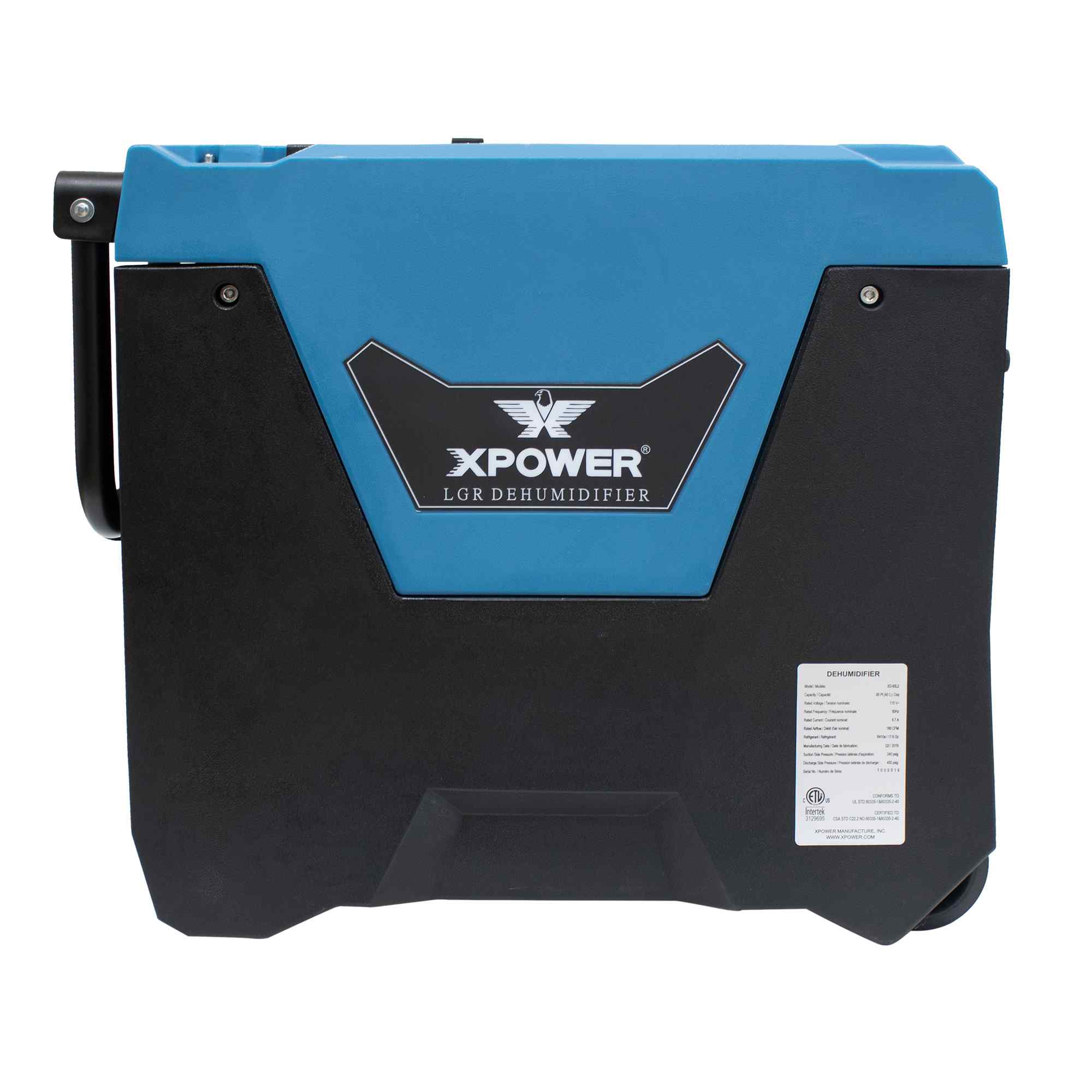 XPOWER XD-85L2 Commercial LGR Dehumidifier side view in blue 1