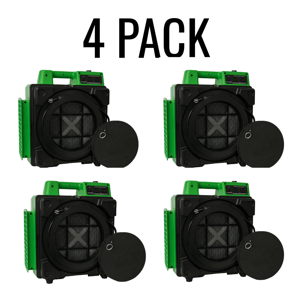 XPOWER X-2480A HEPA Mini Air Scrubber - 550 CFM water restoration equipment packages 4 pack in green