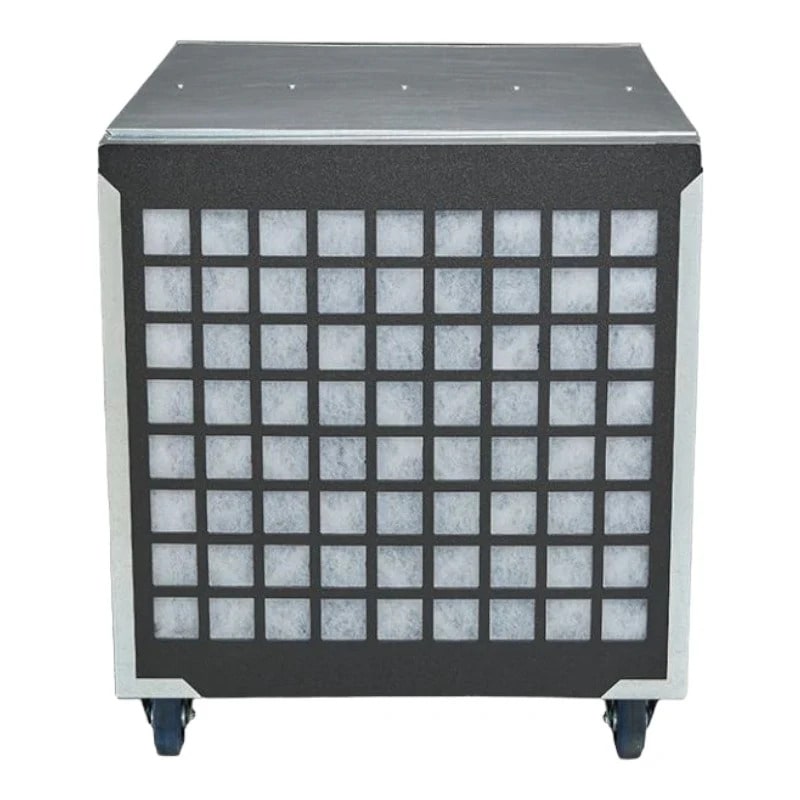 h2km air scrubber front straight view of filter end of machine