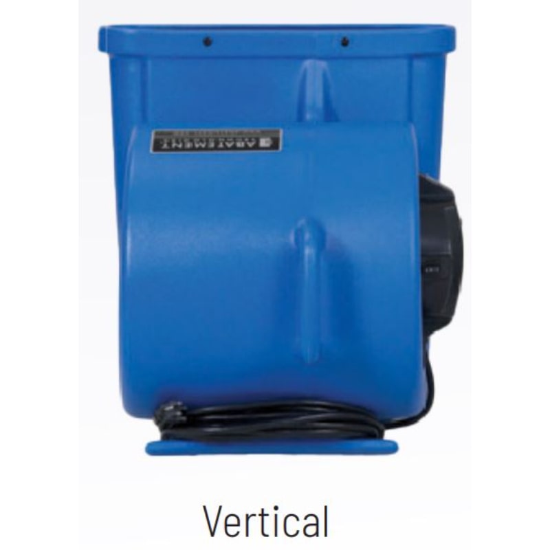 top view of a blue Abatement Technologies - RAPTOR® RAM1000DBL - Centrifugal Air Mover - 1,300CFM in white background 