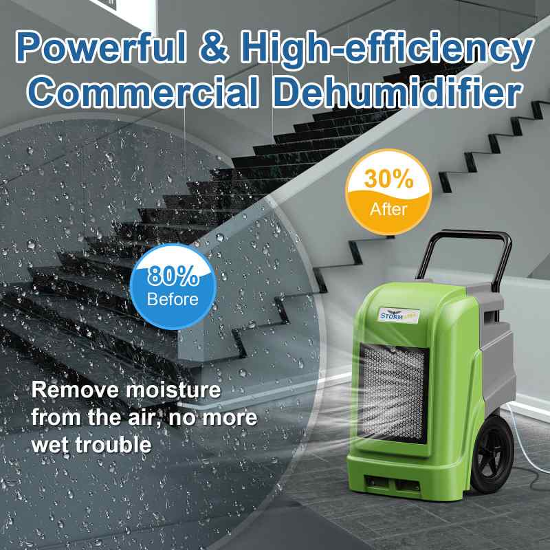 alorair storm ultra commercial dehumidifier with wifi  in greennext to staircase