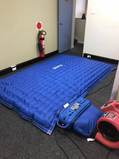 DBK Drymatic - Floor Heat Drying System, #FGPH155, LARGE FLOOR MAT KIT showing simple carpet drying situation