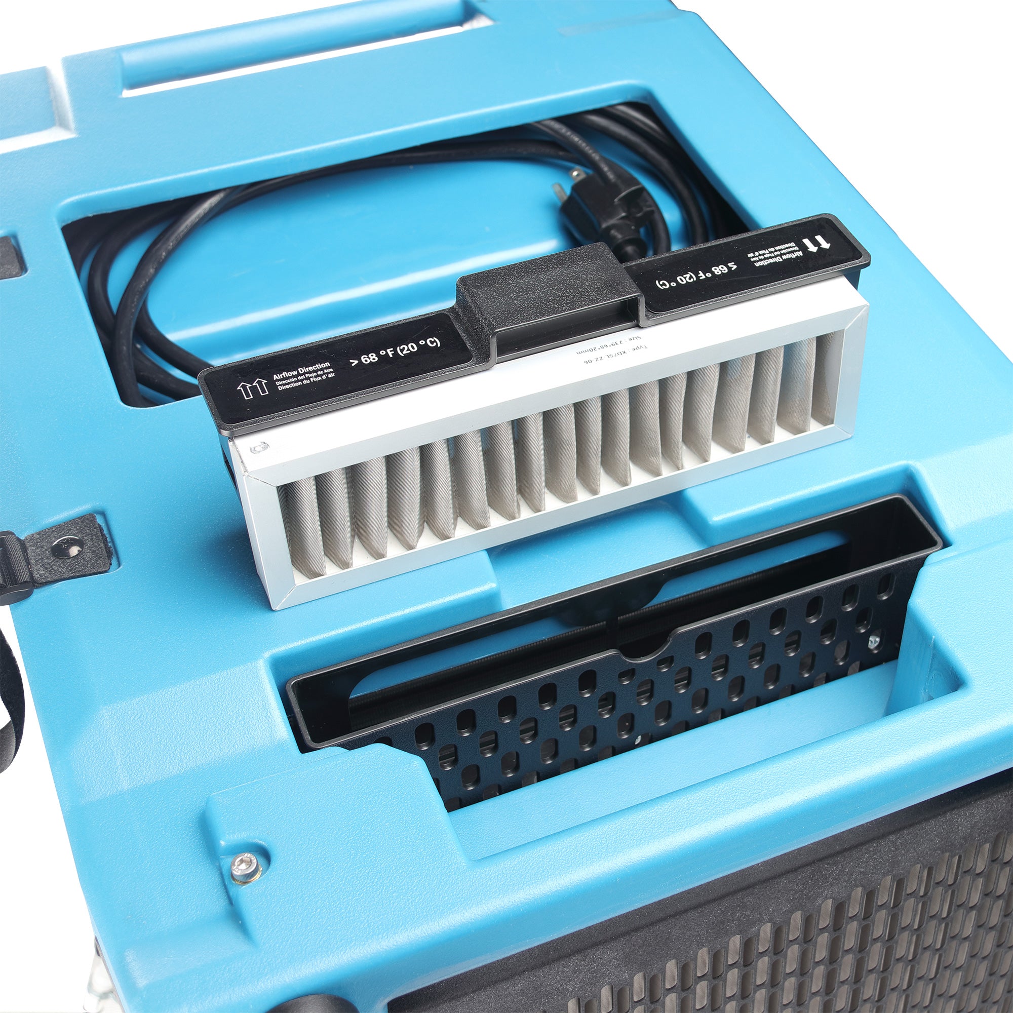 filter on machine for XPOWER XD-125Li Low Grain Refrigerant (LGR) Dehumidifier - 220 PPD