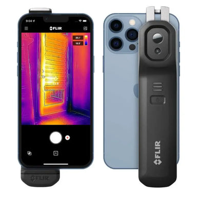 flir one edge pro front and back view on iphone