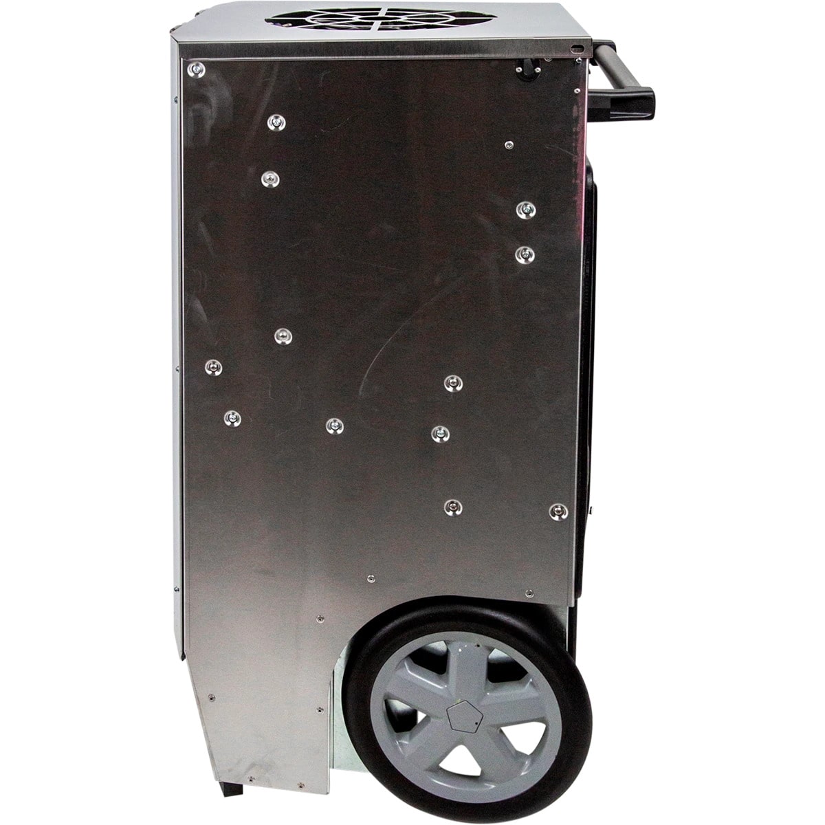 phoenix 250 max lgr dehumidifier side view showing metal cabinet and large wheels