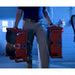 view of someone carrying 2 units of phoenix dual axial air mover in red