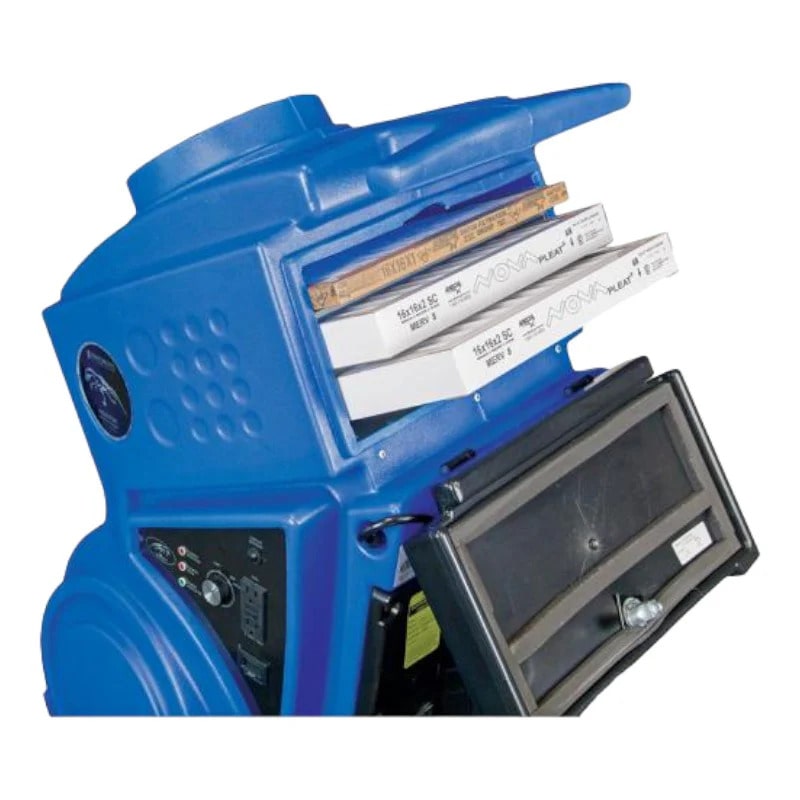 pred1200 portable air scrubber view of where the filters are installed