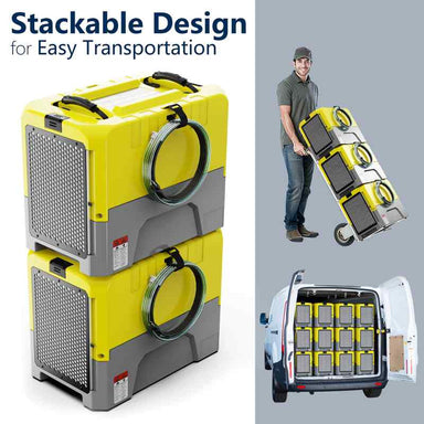 alorair storm lgr extreme in yellow view of units being stacked for transprot and storage