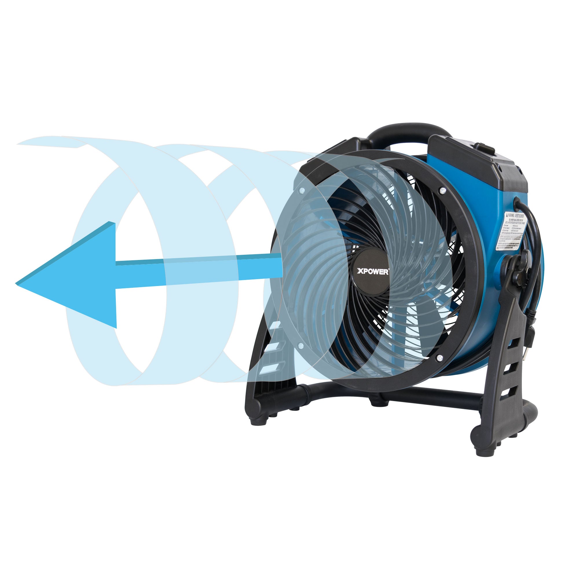 XPOWER P-21AR Industrial Axial Air Mover straight airflow view