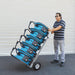 XPOWER X-47ATR Professional Sealed Motor Axial Fan (1/3 HP) man using dolly to transport fans