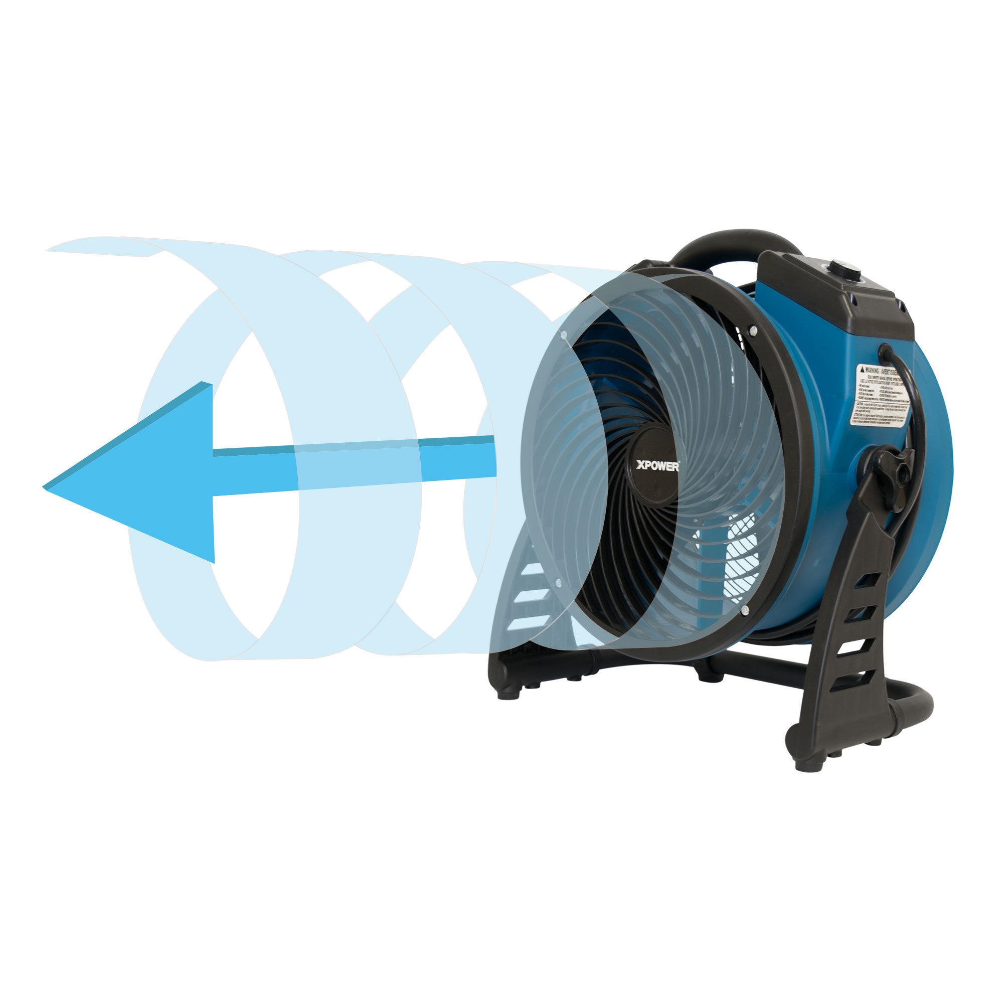 XPOWER P-26AR Industrial Axial Air Mover air flow view
