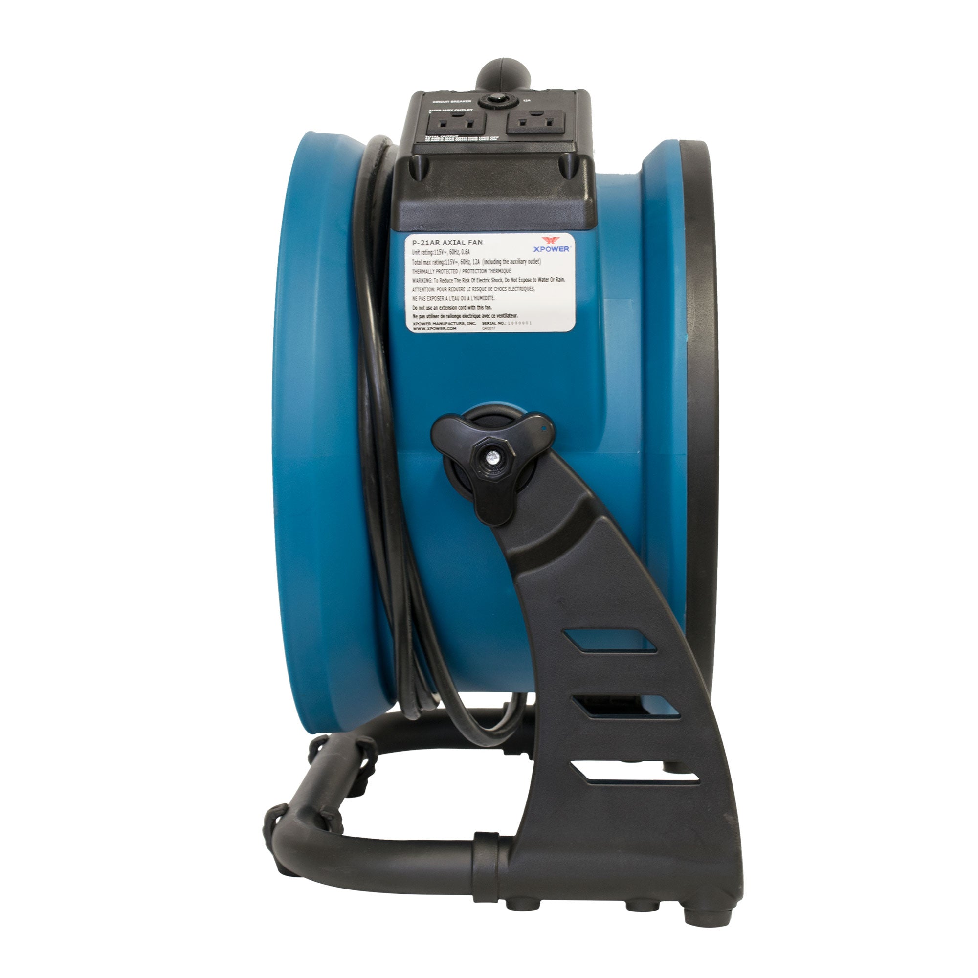 XPOWER P-21AR Industrial Axial Air Mover side view