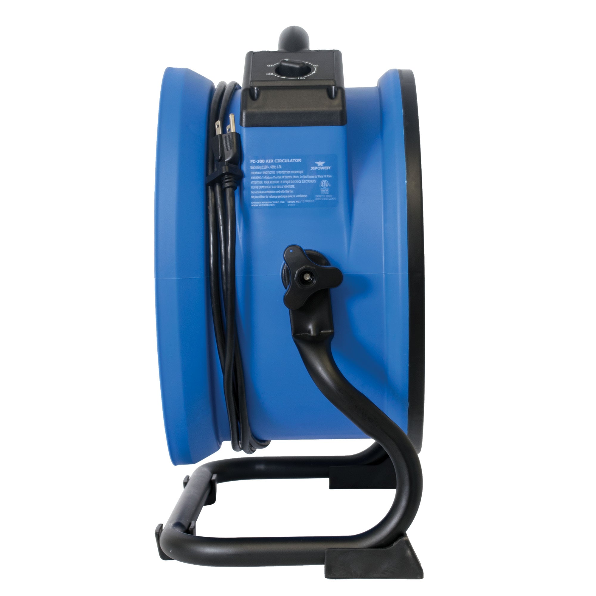 side view of XPOWER FC-300 Multipurpose 14” Pro Air Circulator Utility Fan
