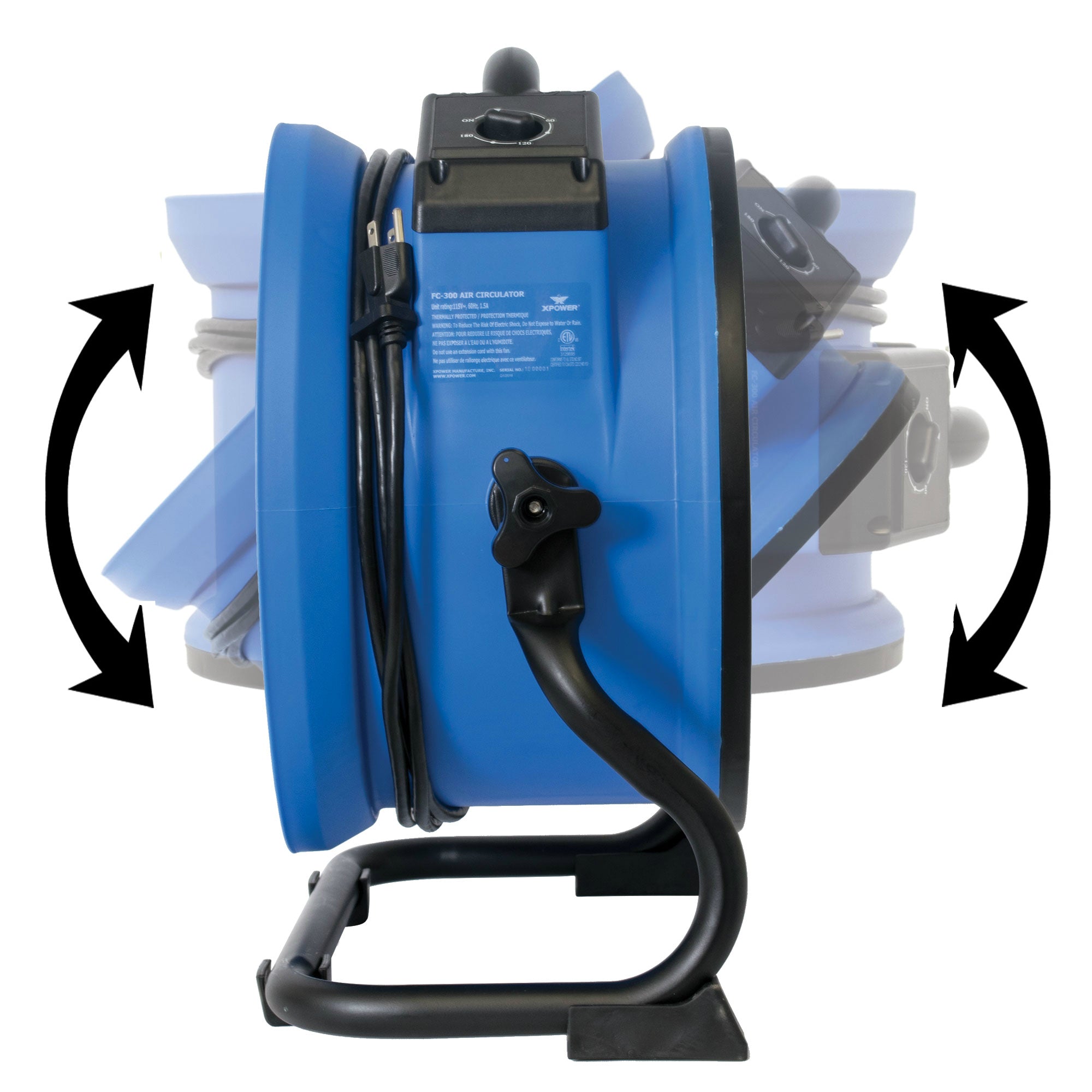 rotational view of XPOWER FC-300 Multipurpose 14” Pro Air Circulator Utility Fan
