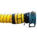 XPOWER 16DH25 25 Ft. Ducting Hose 16 Inch. Diameter side view showing it attached to an axial fan