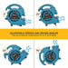 speeds and angles of XPOWER P-80A Mighty Air Mover – BLUE & BLACK
