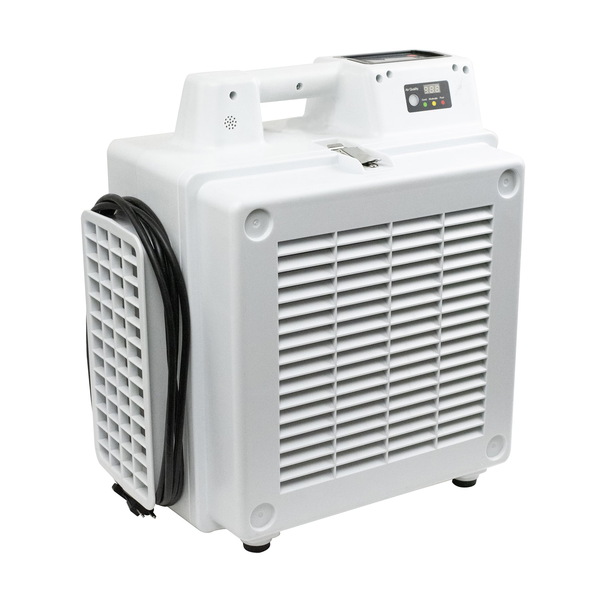 XPOWER X-2830 Professional 4-Stage HEPA Air Scrubber - 550 CFM cord wrapped up view