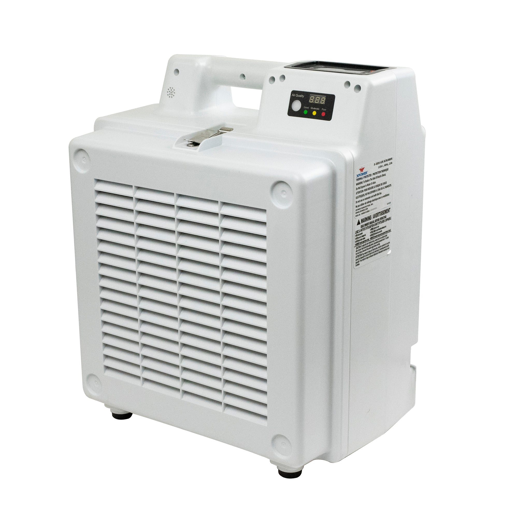 XPOWER X-2830 Professional 4-Stage HEPA Air Scrubber right angle view