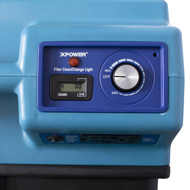 control panel on XPOWER X-4700AM Professional 3-Stage HEPA Air Scrubber - 750 CFM
