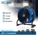 image of xpower fc 300 in blue and some features it has such as 2100 cfm