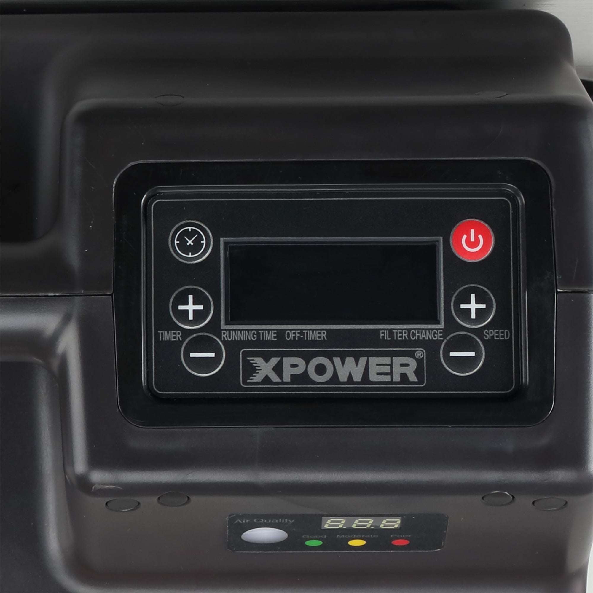 XPOWER X-2830U Professional 5-Stage HEPA Air Scrubber with dual UV lights control panel view 