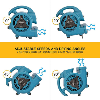 xpower p 80a mini mighty air mover in blue 4 drying angle options