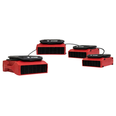 XPOWER PL-700A Professional Low Profile Air Mover (1/3 HP) in red daisy chain