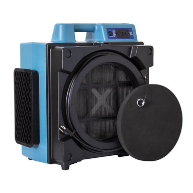 XPOWER X-4700AM Professional 3-Stage HEPA Air Scrubber - 750 CFM in blue with open lid